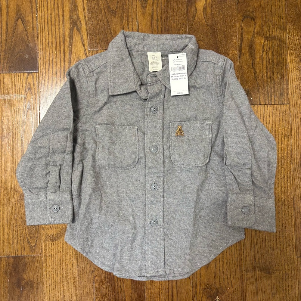 GAP Kids Gray Button Down Shirt